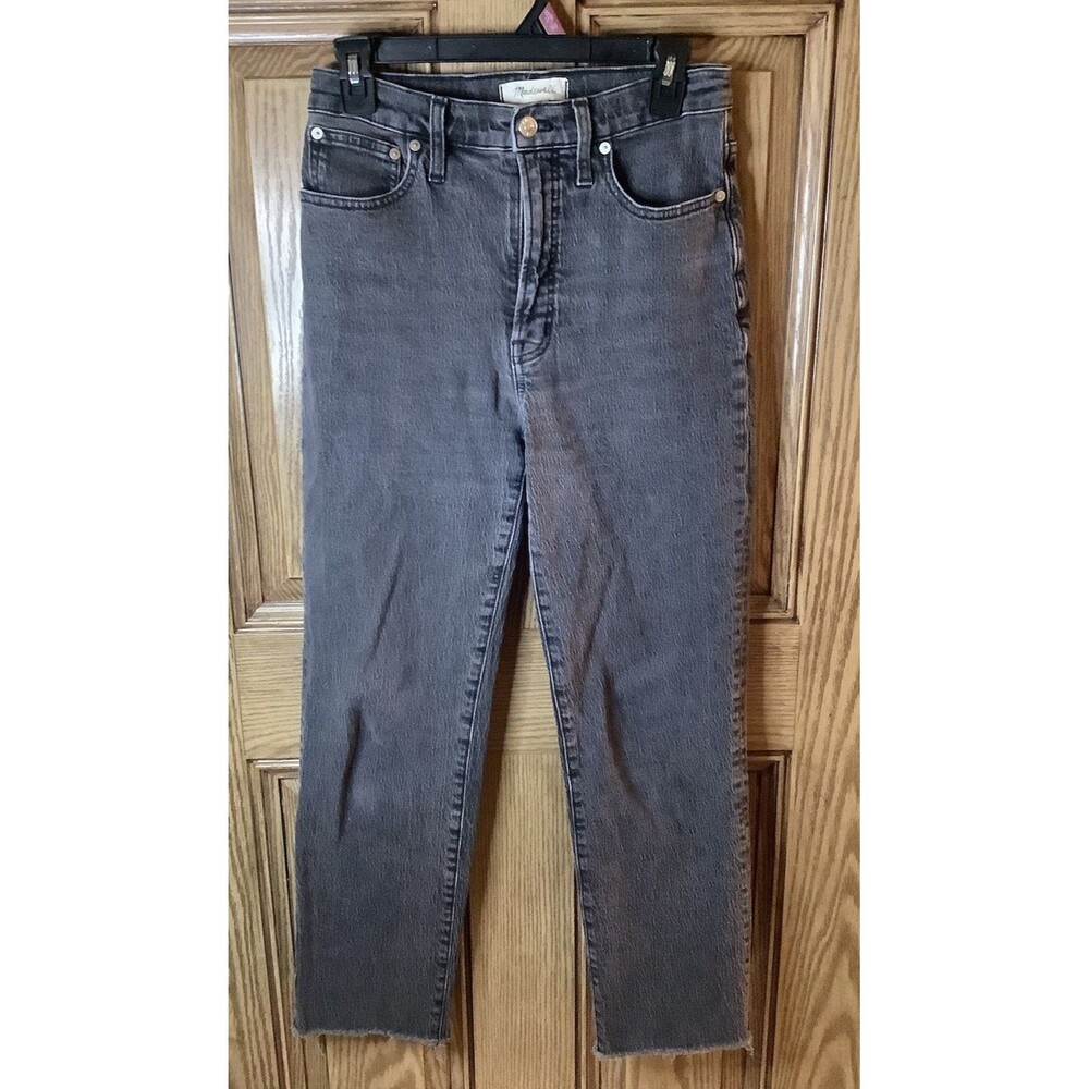 Madewell The Perfect Vintage Jean Denim In Lunar Wash Gray Black Stretch Size 27